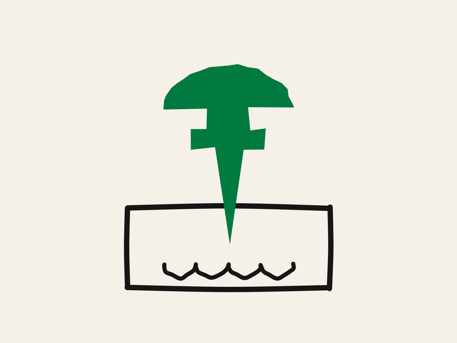A large green push pin pressed through a small card, standing for an AI assistant pinned into an app a child already uses.